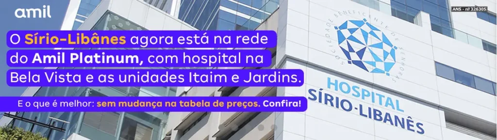 O Hospital Sirio Libanes está na rede do Plano de Saúde Amil Platinum O Hospital Sirio Libanes está na rede do Plano de Saúde Amil Platinum