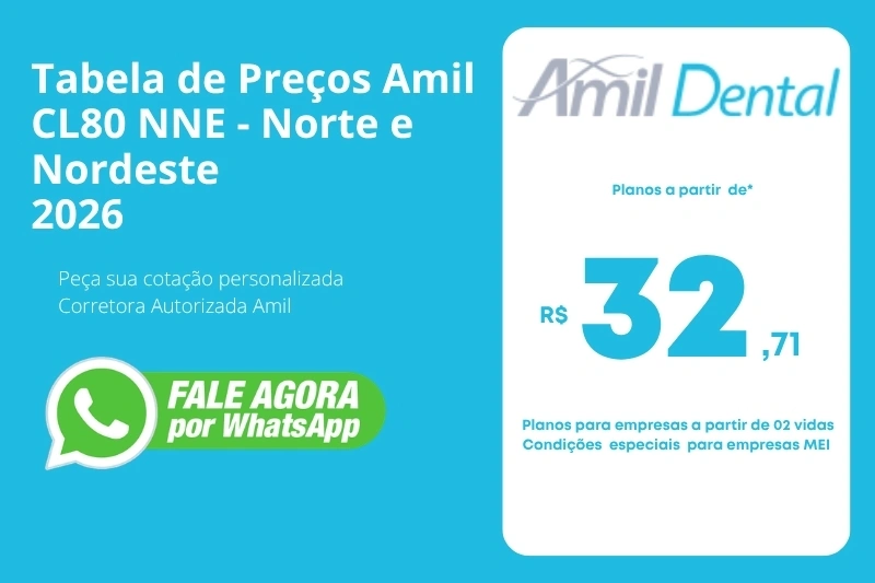Tabela de Preços Amil Cl80 NNE - Norte e Nordeste 2026