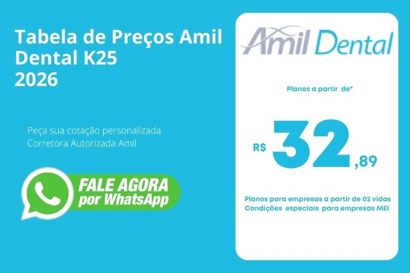 Tabela de Preços Amil Dental K25 2026