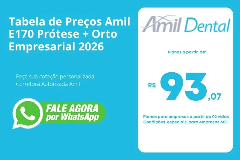 Tabela de Preços Amil E170 Prótese e Orto 2026