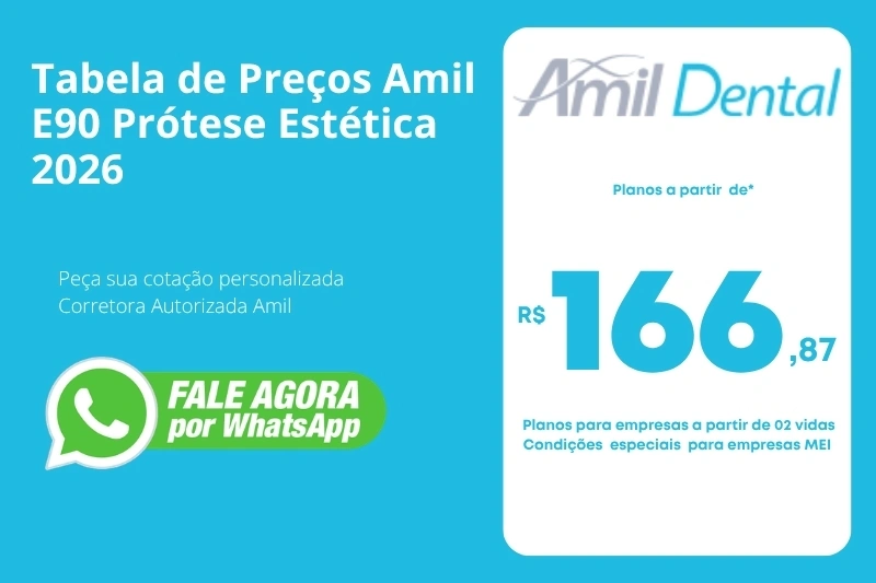 Tabela de Preços Amil E90 Prótese Estética 2026